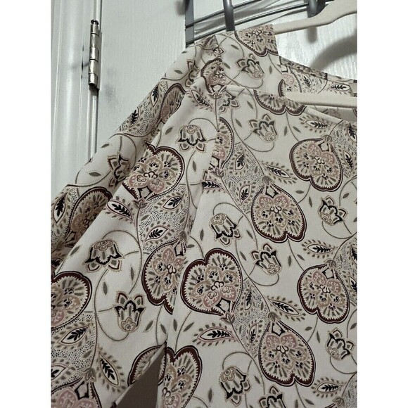 LOFT Floral Blouson Long Sleeve Blouse Top Pink Cream Square Neck Size Small - Picture 5 of 15